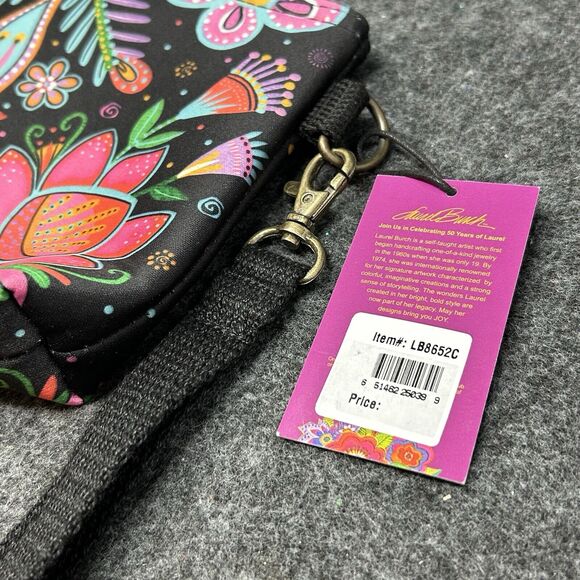 Laurel Burch Wristlet Colorful Floral Soft Neoprene Texture Detachable Strap NEW - Picture 10 of 10